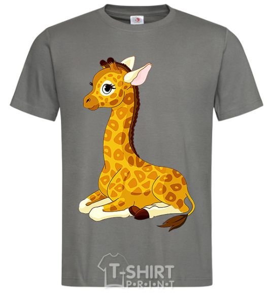 Men's T-Shirt A giraffe lying down dark-grey фото