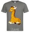 Men's T-Shirt A giraffe lying down dark-grey фото