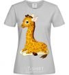 Women's T-shirt A giraffe lying down grey фото