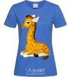 Women's T-shirt A giraffe lying down royal-blue фото