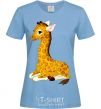 Women's T-shirt A giraffe lying down sky-blue фото