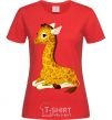 Женская футболка Жираф прилег Красный фото