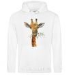 Men`s hoodie A giraffe with a sprig of paint White фото