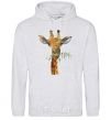 Men`s hoodie A giraffe with a sprig of paint sport-grey фото