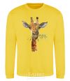 Sweatshirt A giraffe with a sprig of paint yellow фото