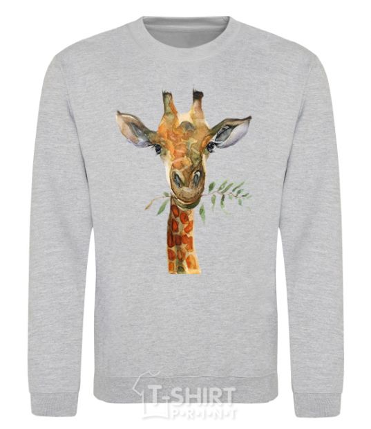 Sweatshirt A giraffe with a sprig of paint sport-grey фото