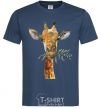 Men's T-Shirt A giraffe with a sprig of paint navy-blue фото