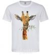 Men's T-Shirt A giraffe with a sprig of paint White фото