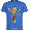 Men's T-Shirt A giraffe with a sprig of paint royal-blue фото