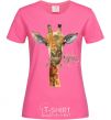 Women's T-shirt A giraffe with a sprig of paint heliconia фото
