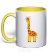 Mug with a colored handle Baby giraffe V.1 yellow фото