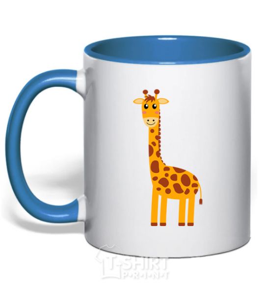 Mug with a colored handle Baby giraffe V.1 royal-blue фото