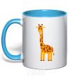 Mug with a colored handle Baby giraffe V.1 sky-blue фото