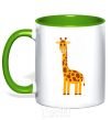 Mug with a colored handle Baby giraffe V.1 kelly-green фото