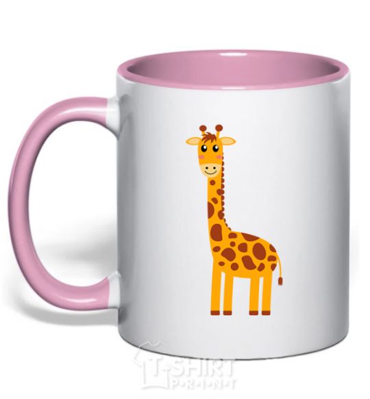 Mug with a colored handle Baby giraffe V.1 light-pink фото