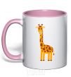 Mug with a colored handle Baby giraffe V.1 light-pink фото