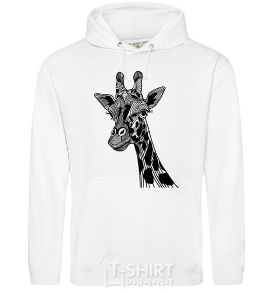 Men`s hoodie Giraffe long eyelashes White фото