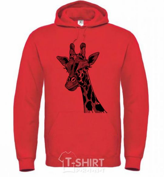 Men`s hoodie Giraffe long eyelashes bright-red фото