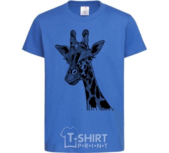 Kids T-shirt Giraffe long eyelashes royal-blue фото