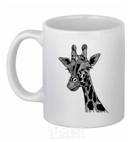 Чашка керамическая Жираф длинные ресницы Белый фото