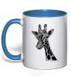 Mug with a colored handle Giraffe long eyelashes royal-blue фото