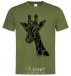 Мужская футболка Жираф длинные ресницы Оливковый фото