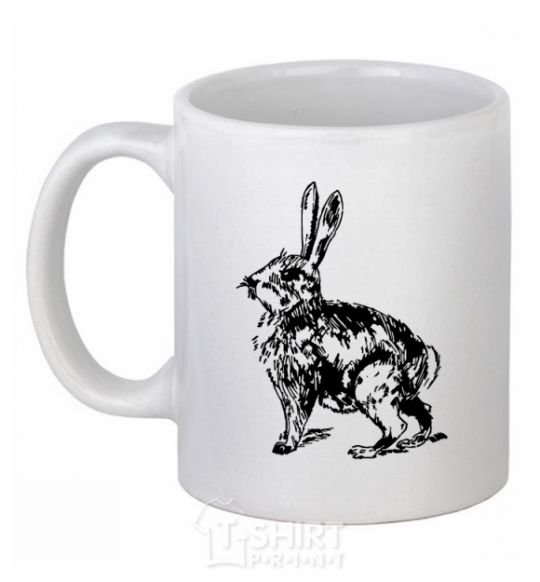 Ceramic mug Hare in pencil White фото