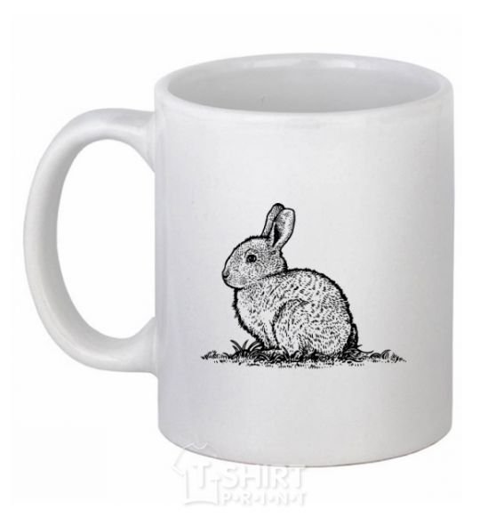 Ceramic mug Rabbit strokes White фото