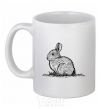 Ceramic mug Rabbit strokes White фото