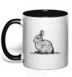 Mug with a colored handle Rabbit strokes black фото