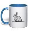 Mug with a colored handle Rabbit strokes royal-blue фото