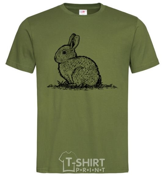 Мужская футболка Кролик штрихи Оливковый фото