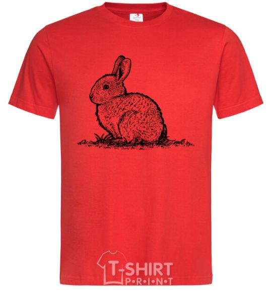 Мужская футболка Кролик штрихи Красный фото