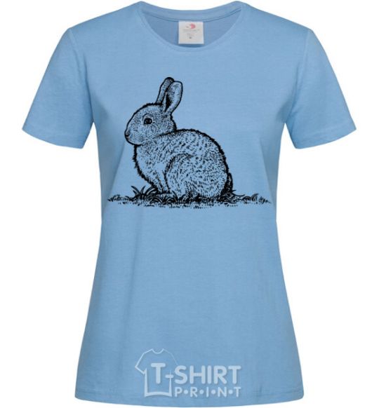 Женская футболка Кролик штрихи Голубой фото