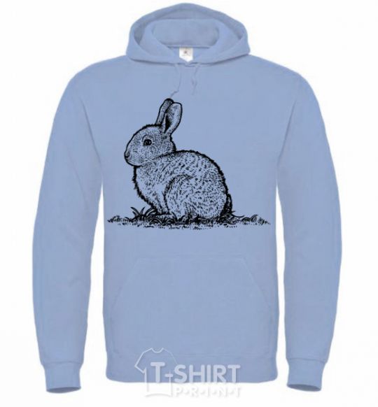 Men`s hoodie Rabbit strokes sky-blue фото