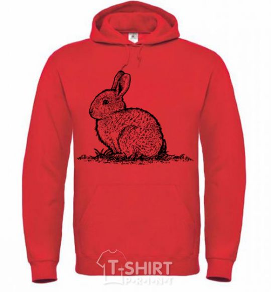 Men`s hoodie Rabbit strokes bright-red фото