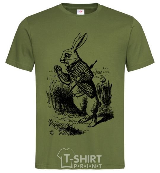 Men's T-Shirt A rabbit with a clock millennial-khaki фото