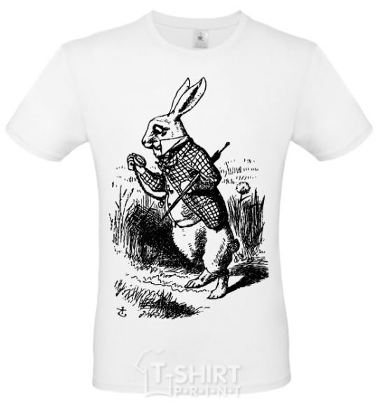 Men's T-Shirt A rabbit with a clock White фото