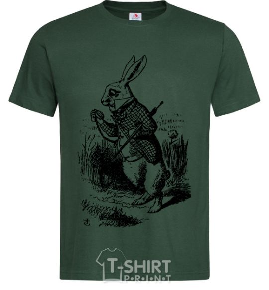 Men's T-Shirt A rabbit with a clock bottle-green фото