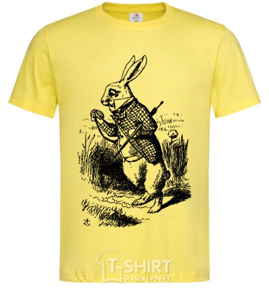 Men's T-Shirt A rabbit with a clock cornsilk фото