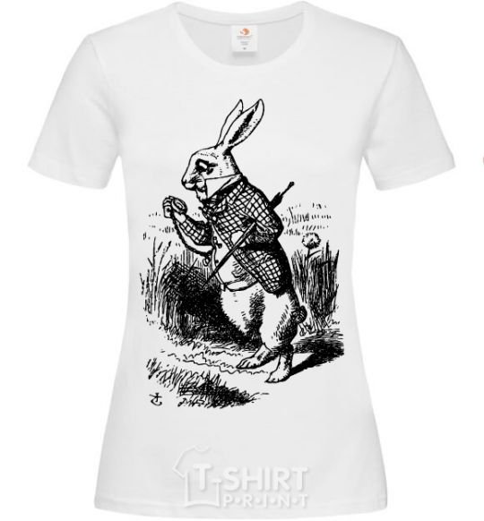 Women's T-shirt A rabbit with a clock White фото