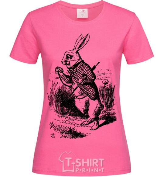 Women's T-shirt A rabbit with a clock heliconia фото