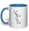 Mug with a colored handle Bucks Bunny royal-blue фото