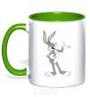 Mug with a colored handle Bucks Bunny kelly-green фото