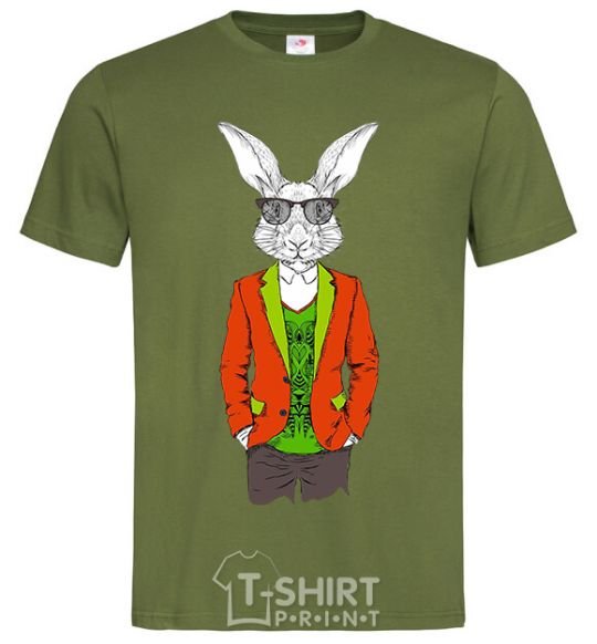 Men's T-Shirt A rabbit in a red jacket millennial-khaki фото