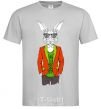 Men's T-Shirt A rabbit in a red jacket grey фото