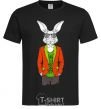 Men's T-Shirt A rabbit in a red jacket black фото