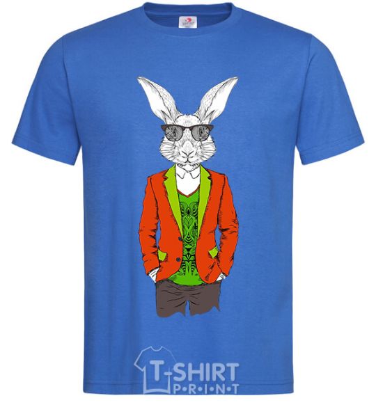 Men's T-Shirt A rabbit in a red jacket royal-blue фото