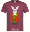 Men's T-Shirt A rabbit in a red jacket burgundy фото