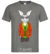 Men's T-Shirt A rabbit in a red jacket dark-grey фото